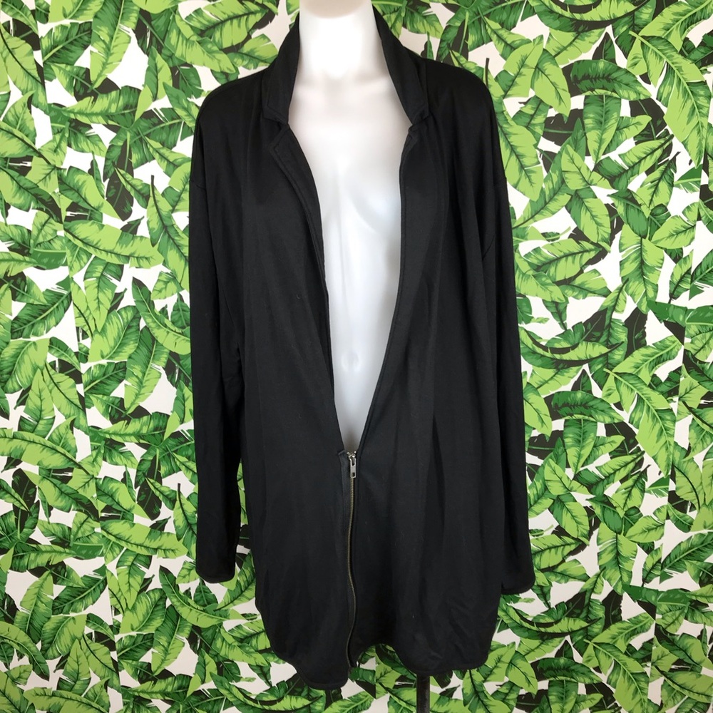 ASOS Black Longline Zip Front Blazer Cardigan